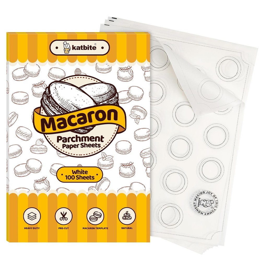 100 Sheets 12x16 Macaron Parchment Template, Printed Circle Baking Stencil