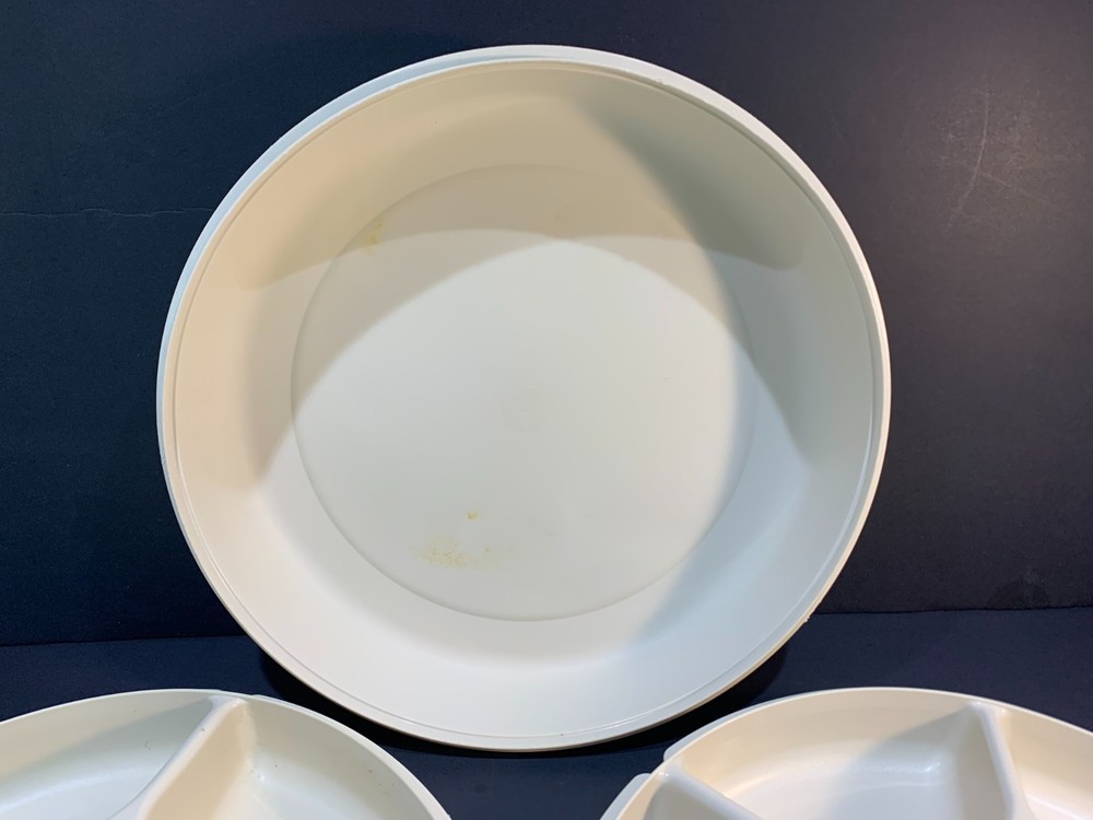Tupperware 3-Piece Set –Two 7-Section Food Divider Serving Trays + 1 Locking Lid