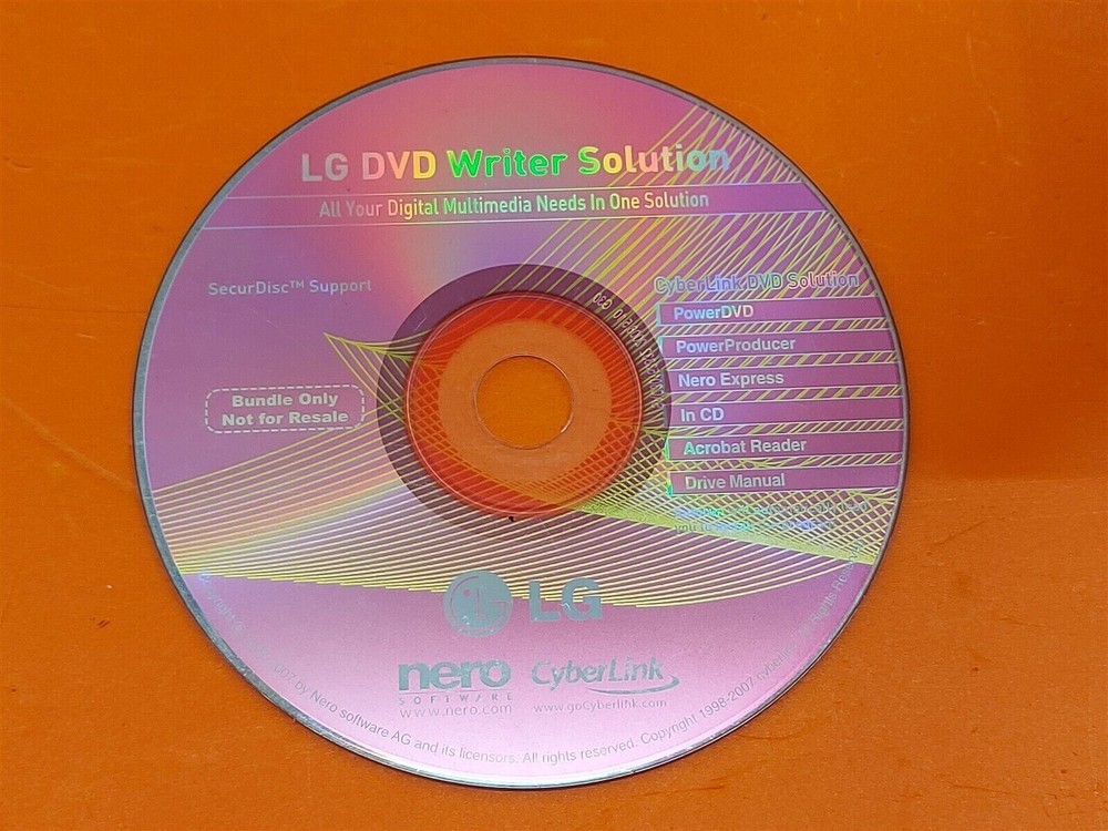 ⭐️⭐️⭐️⭐️⭐️ Nero Cyberlink 2002-2007 LG DVD Writer Solution CD Disc