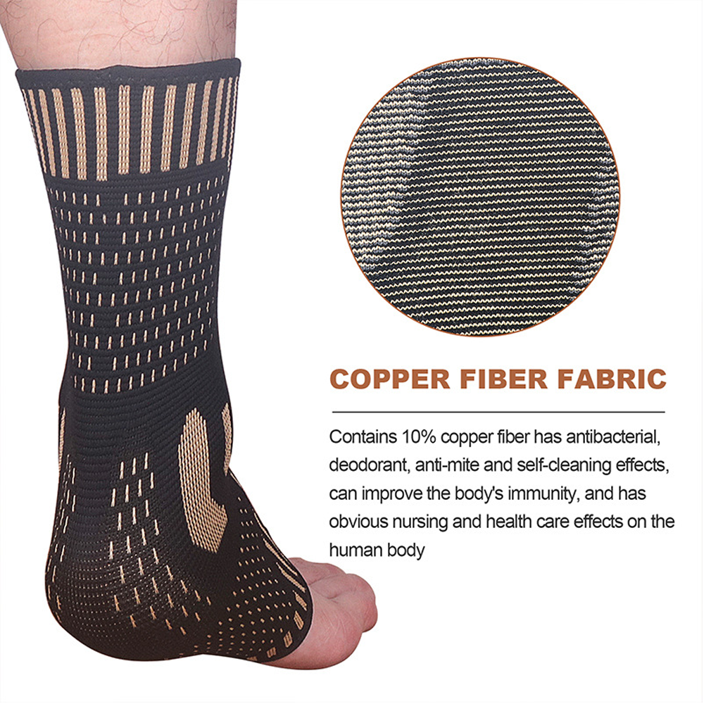 Copper Ankle Support Brace Stabilizer Compression Sleeve Socks Foot Pain Relief