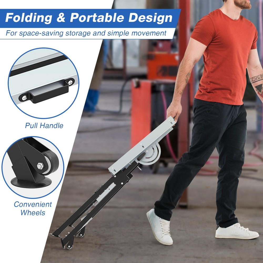 Folding Welding Table w/Tabletop 2 Fixed Wheels 4-Level Height 5 Tilting Angles