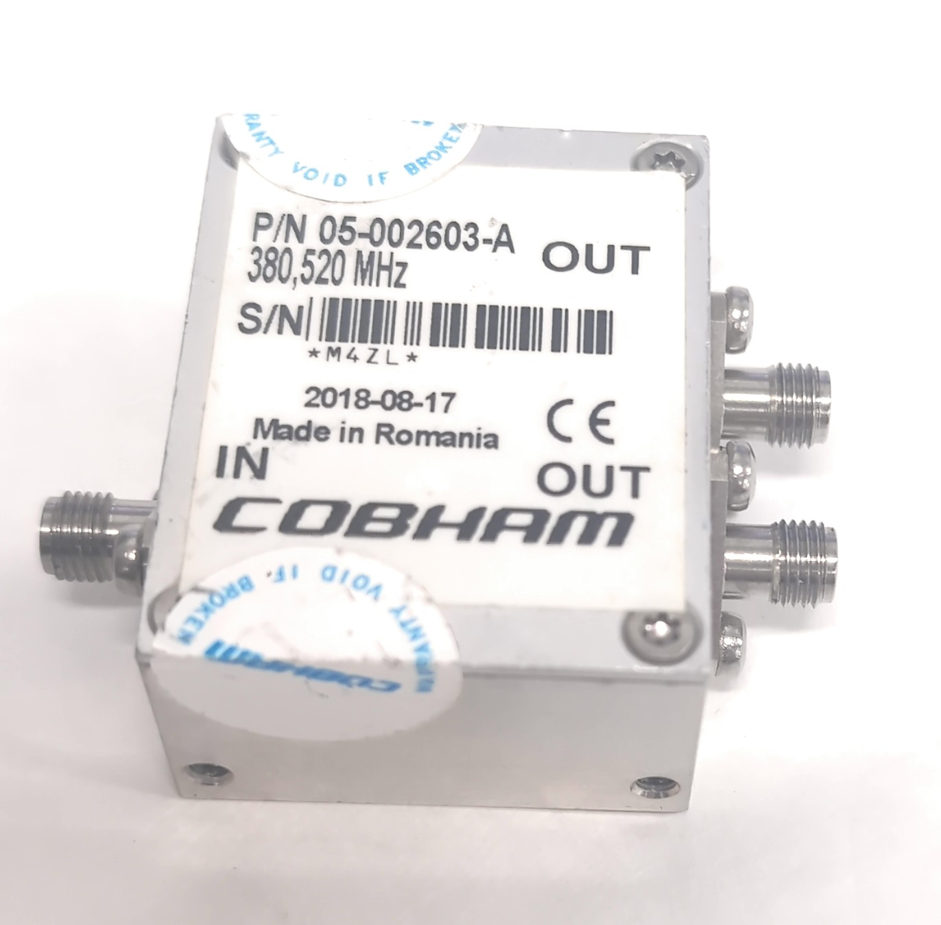 Cobham 380,520Mhz 3dB Splitter/Combiner 05-002603-A SMA