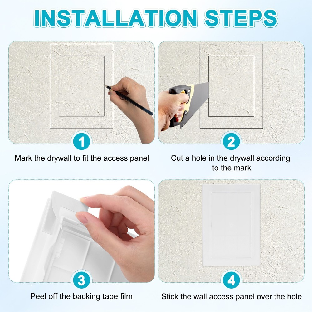 1-Pack Access Panel for Drywall, 5.7x9" Plastic Self Adhesive Cover [White]