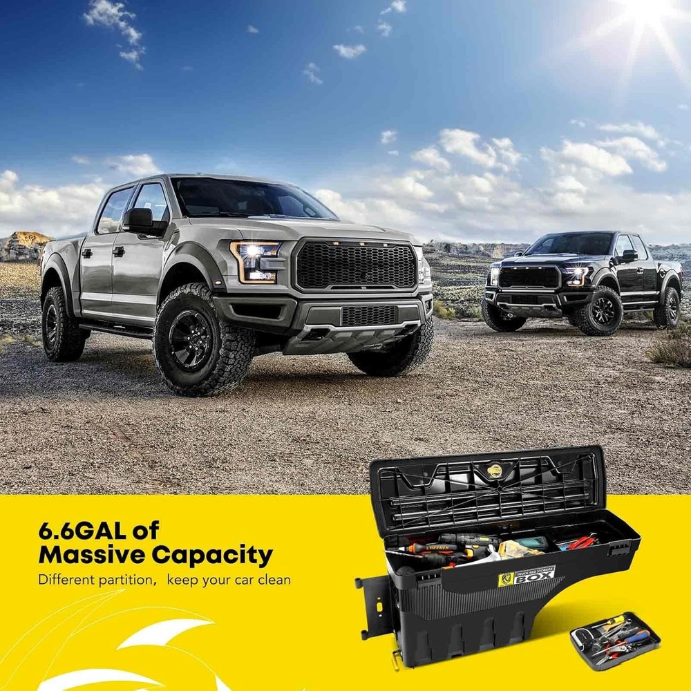YHTAUTO Truck Bed Storage Tool Box Lockable Compatible with Passenger Side