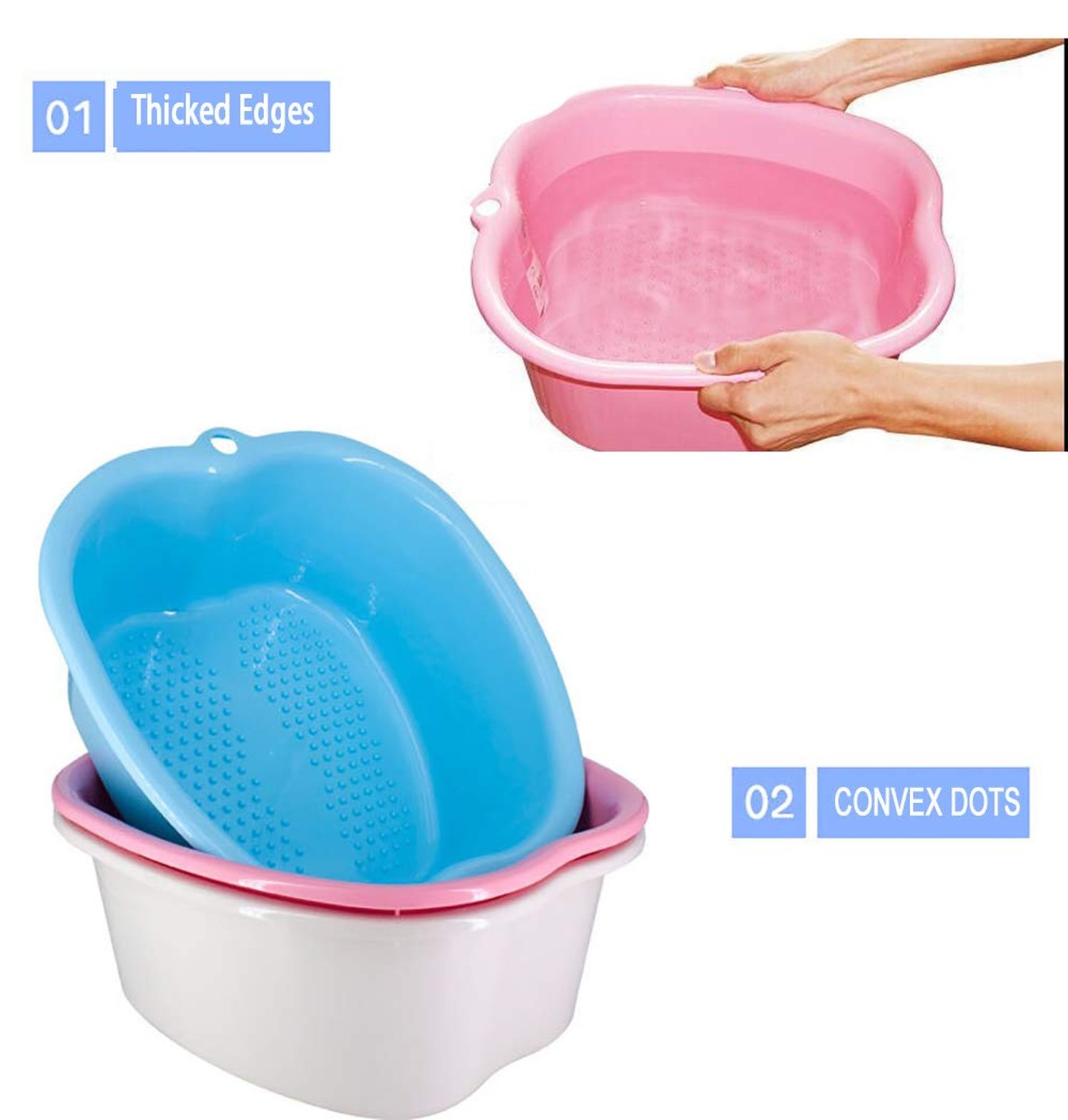 Large Plastic Foot Basin Bath Spa Tub Feet Massage for Soaking Foot,Toe Nails...