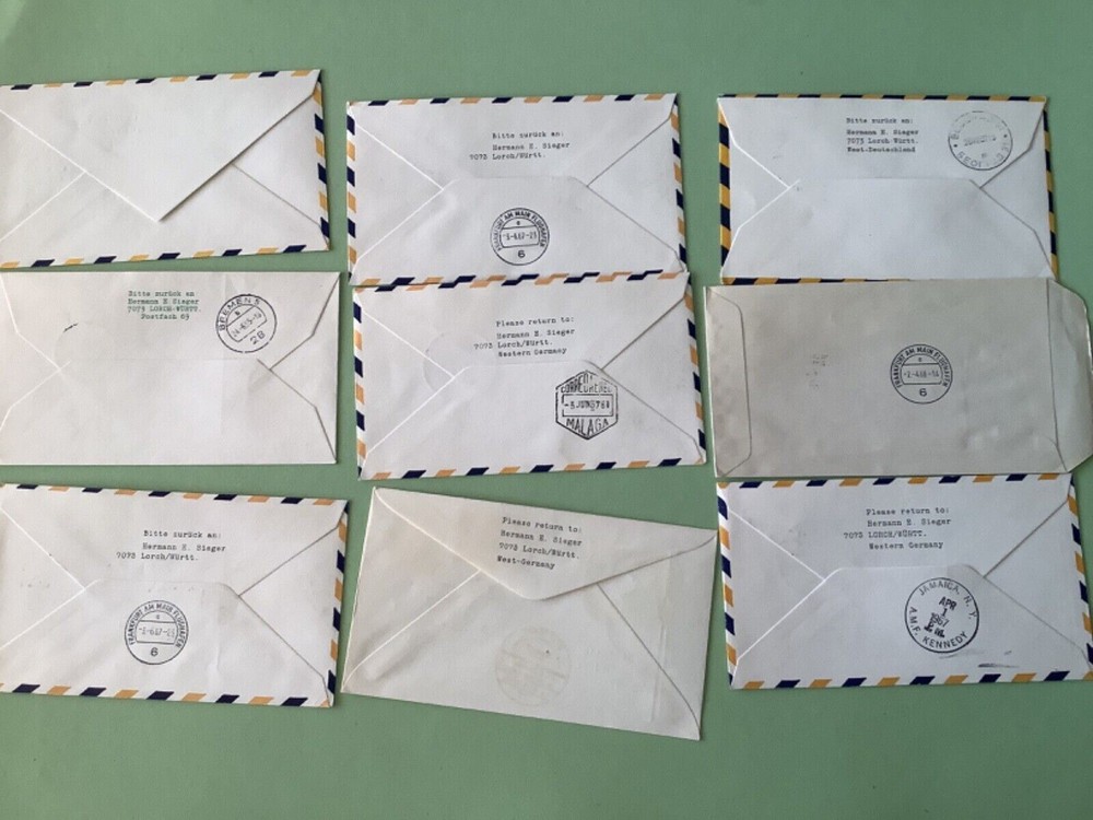 Airmail flight cover mixed world 9 items Ref A1478