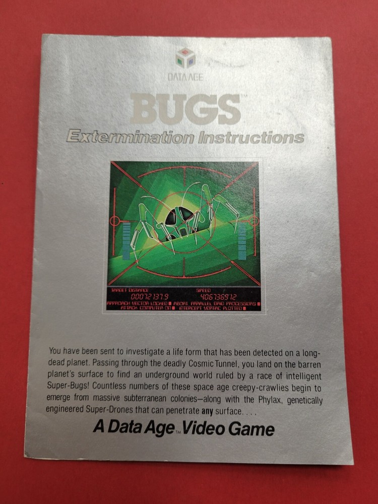 Original 1982 Data Age Bugs video game manual instructions