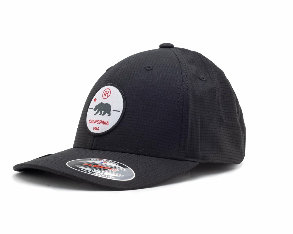 18Red Black CALI FlexFit Hat Fitted Stretch Fit Performance EcoDry