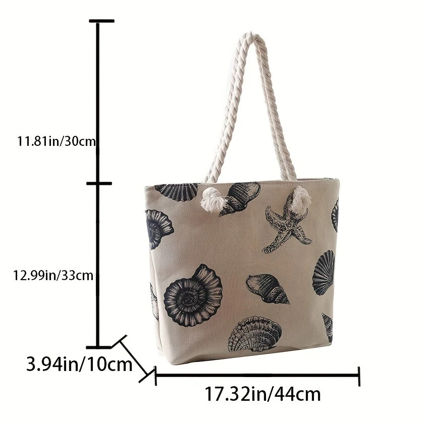 Tote Canvas Bag Shell Marine Life Pattern Lightweight Durable Beach Ideal Gift