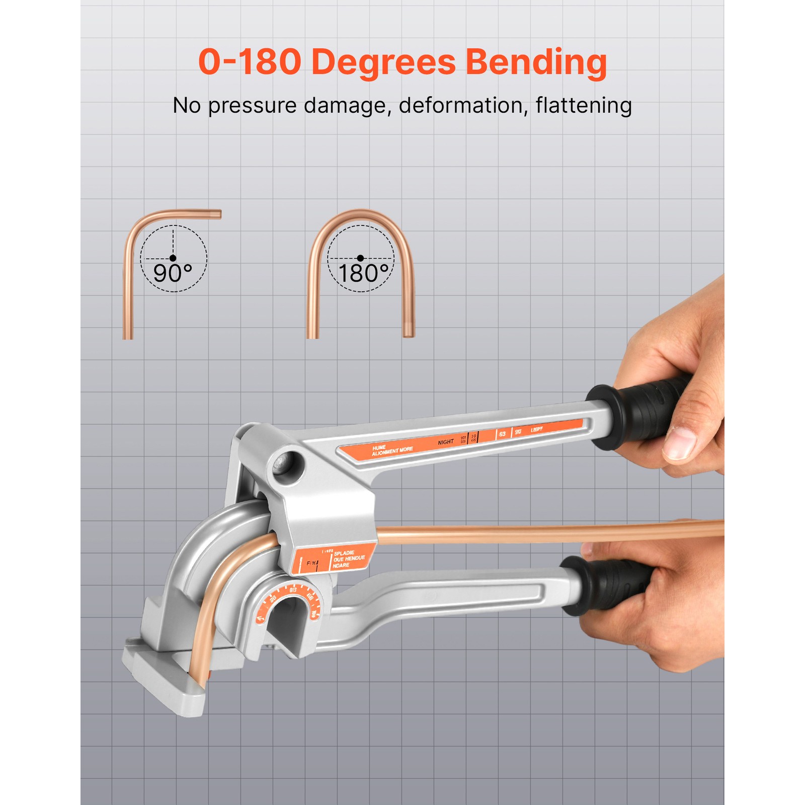 Uimoso 3-in-1 Lever Pipe Tube Bender for 1/4", 3/8", 1/2" O.D., 0-180° Angles