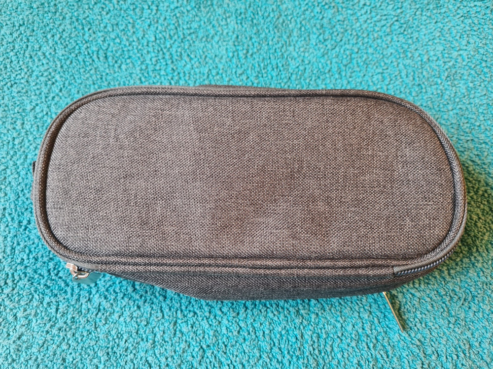 AHLIRMOY, Pencil Case, grey canvas type material, multi pocketed, expandable