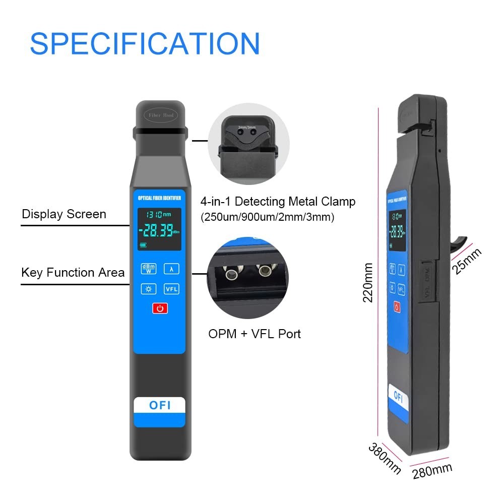 Compact 10KM VFL Optical Fiber Identifier with Optical Power Meter Functionality