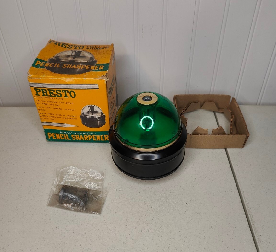 WORKING VTG Presto Automatic Pencil Sharpener Green Dome Mad Men Don Draper Desk