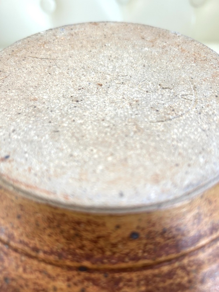 Vintage Primitive Stoneware Lidded Bean Pot Marked Townsend