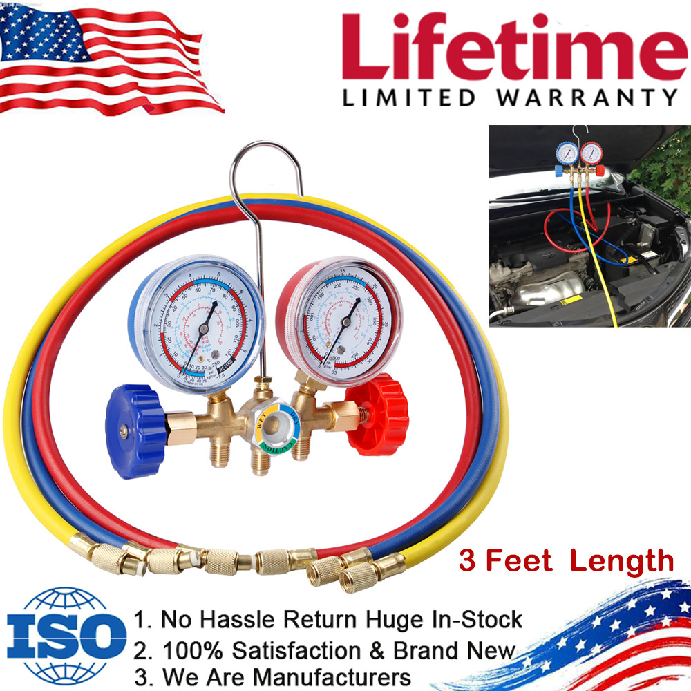 A/C Manifold Gauge Set for Refrigerant HVAC Refrigeration Charging Service