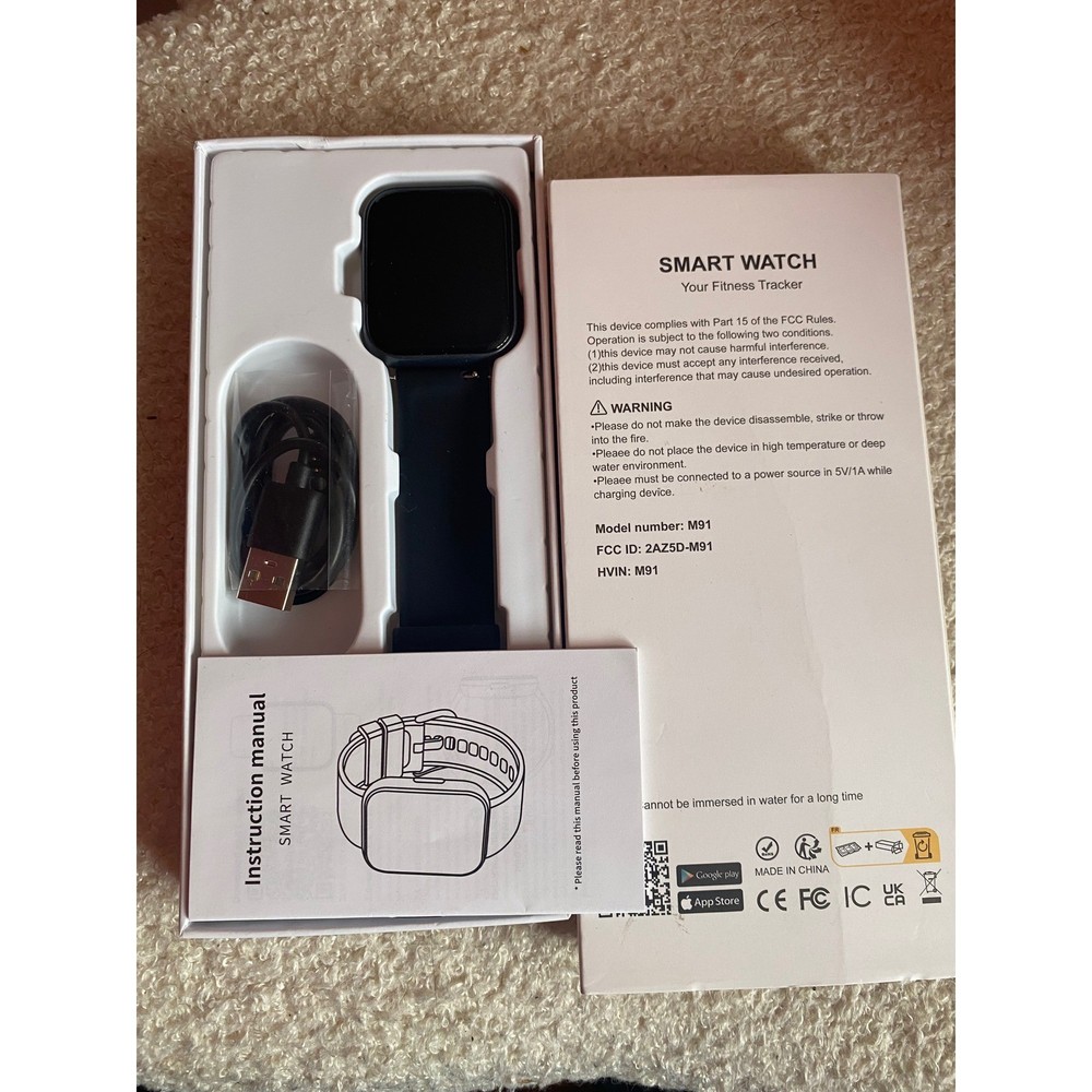 Black smartwatch iOS and android open box new never used