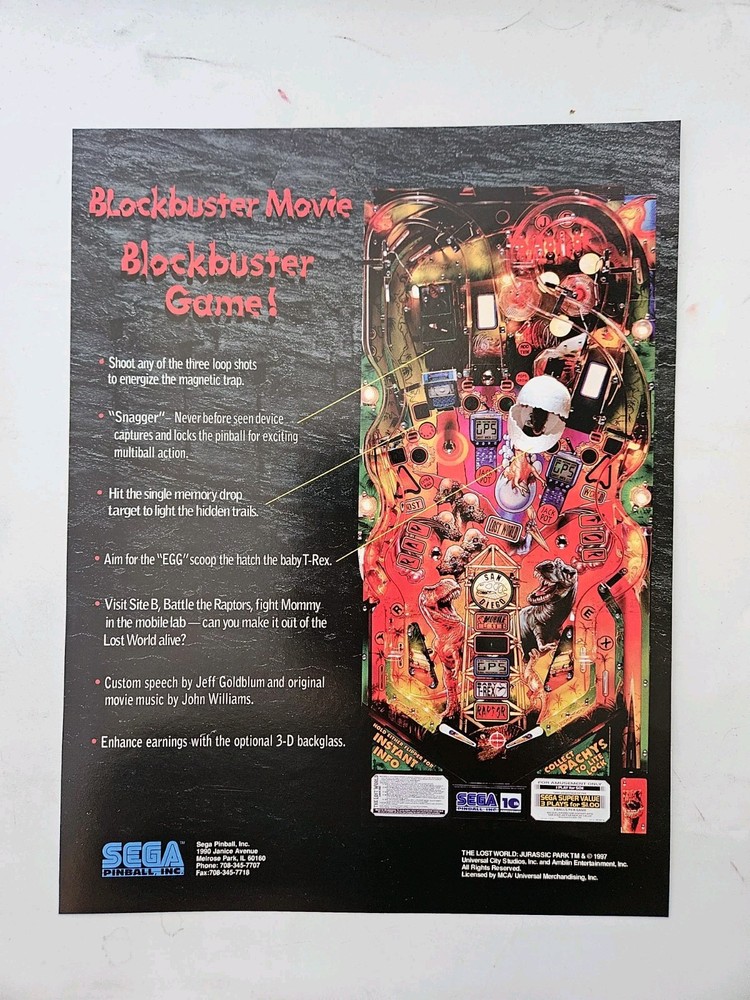 The Lost World Pinball Machine Ad Original