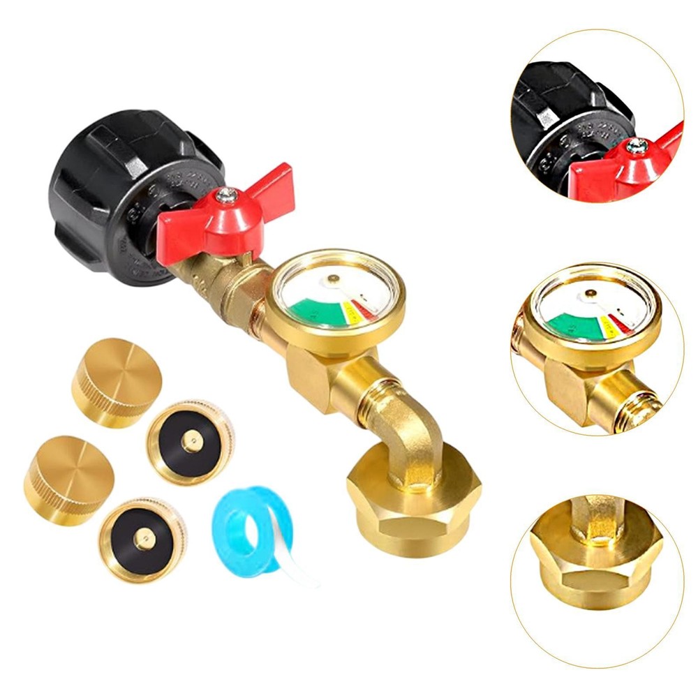 Propane Refill Adapter Quick Refill with Three Colors Gauge