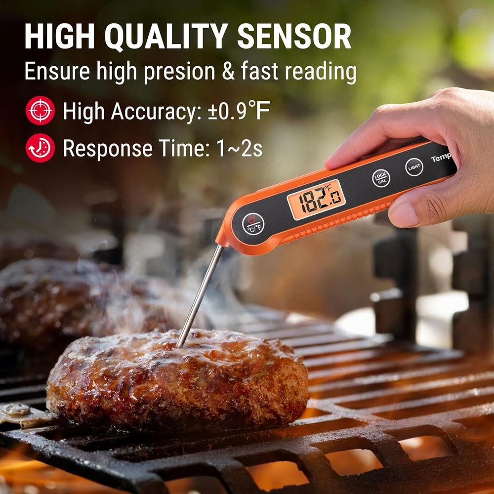 Fast and Accurate Waterproof Instant Read Thermometer with Calibration Function