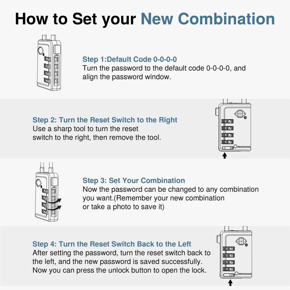 TSA Approved Luggage Travel Locks with Open Alert Indicator, 4 Digit Combinat...