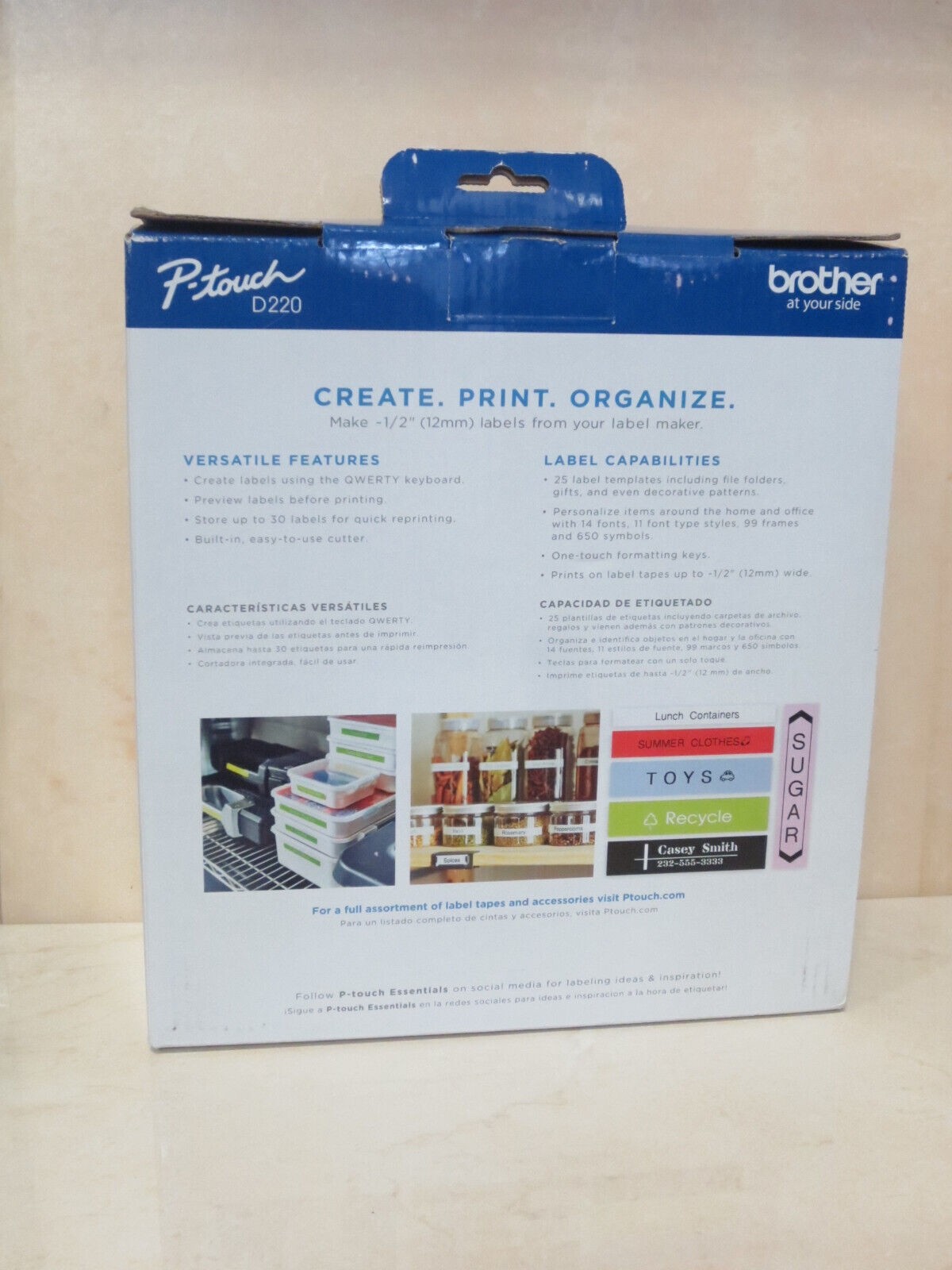 BROTHER LABELER PT-D220 LABEL MAKER 1/2" 12MM NEW IN BOX USES AC OR BATTERIES