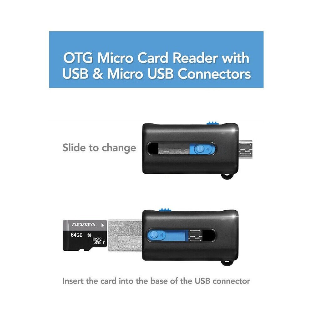 ADATA OTG micro Reader - Micro Card Reader with USB A & Micro USB Connectors