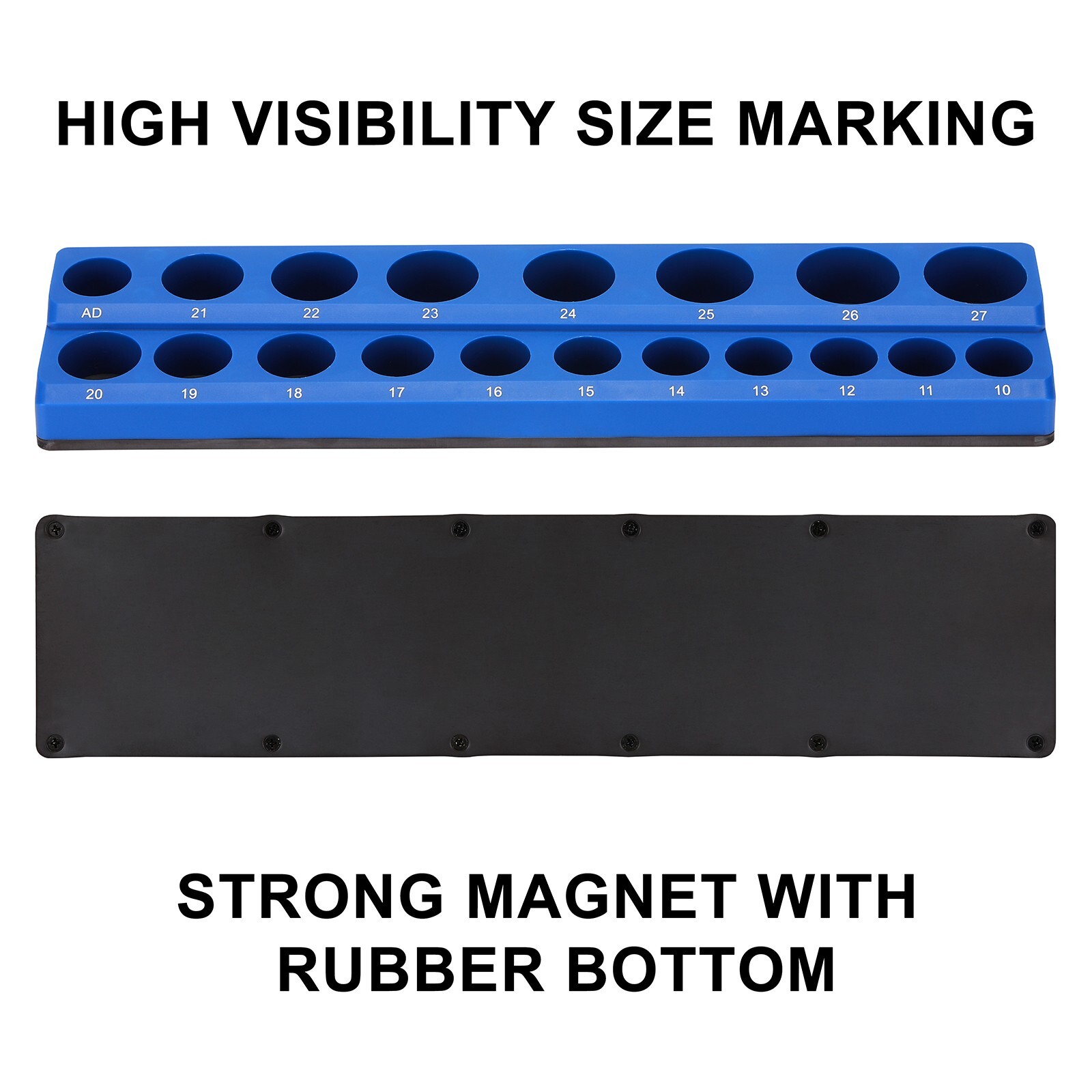 6PCS Magnetic Socket Organizer Holder, 1/4", 3/8", 1/2"Dr. 143 Slots SAE&Metric