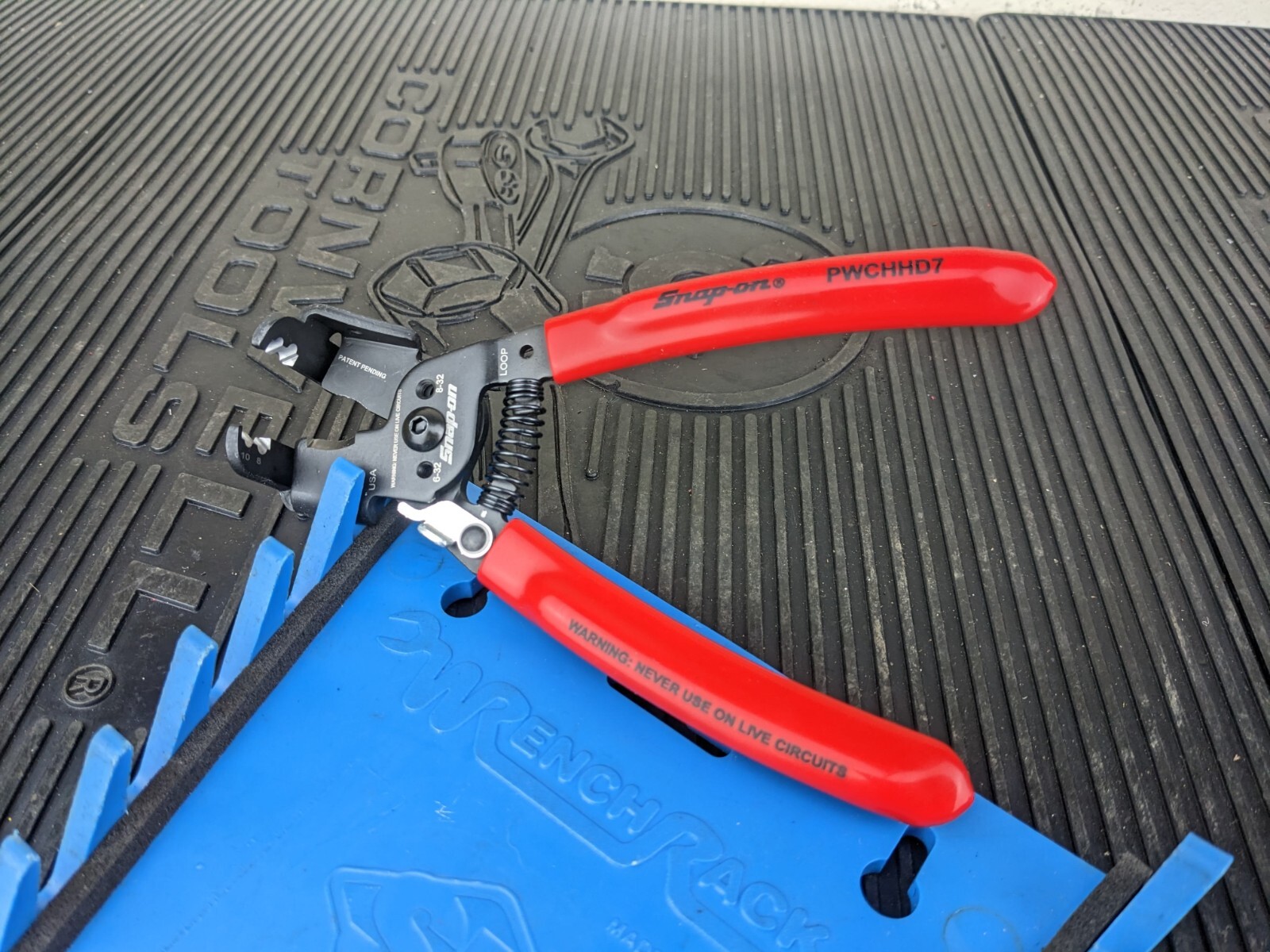 #bf266 Snap-on Tools USA RED Soft Grip 7" Inline Wire Stripper / Cutter PWCHHD7