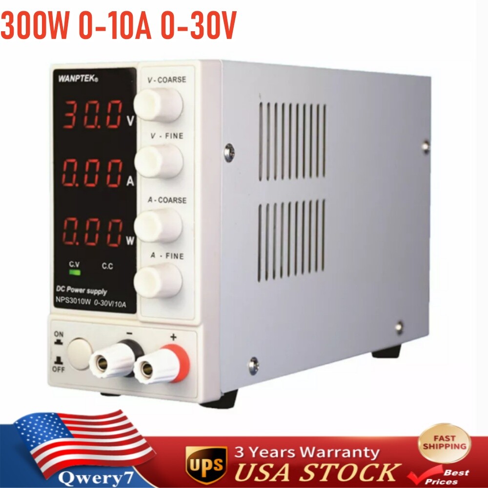 300W 0-10A Lab DC Power Supply Digital Variable Regulated Benchtop Power Source