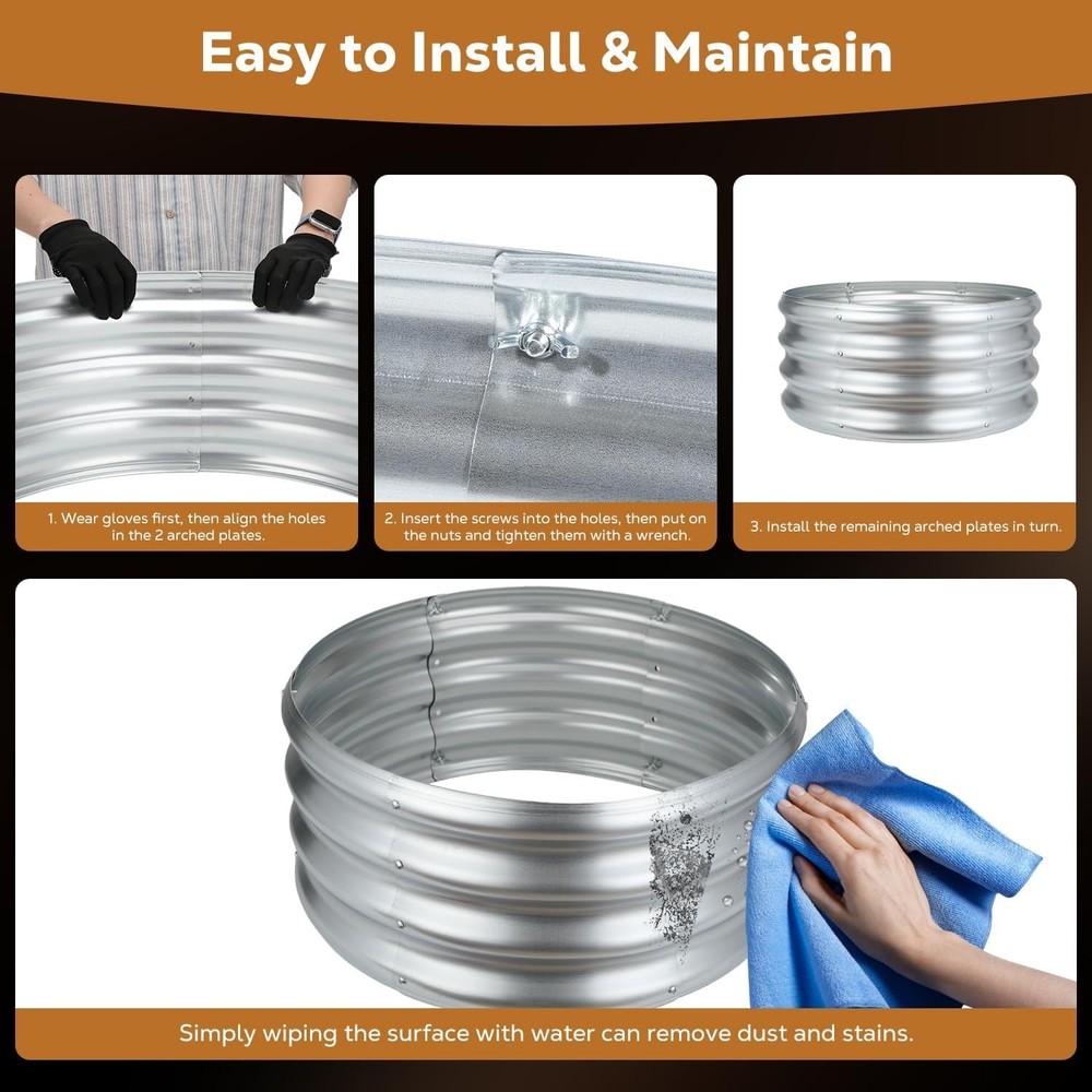 24 Inch Round Galvanized Fire Pit Ring, Silver Round Galvanized Fire Ring, 2 ...