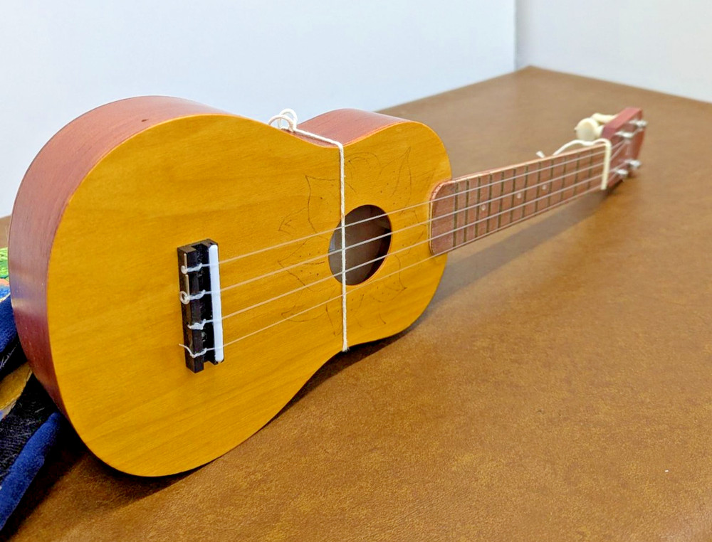 Handmade Patchwork Ukulele Case With Wooden Ukulele Floral Design