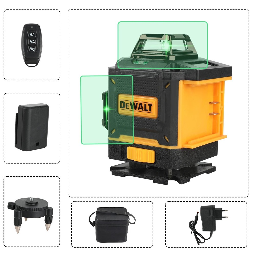 DEWALT 4D 16-Line Green Laser Level – 360° Horizontal & Vertical
