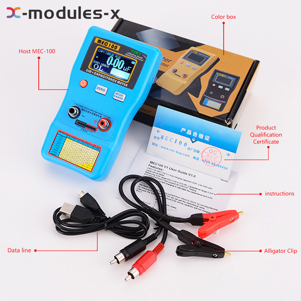 MEC-100 High-precision Capacitance Analyzer ESR Meter Digital Display Auto Rang