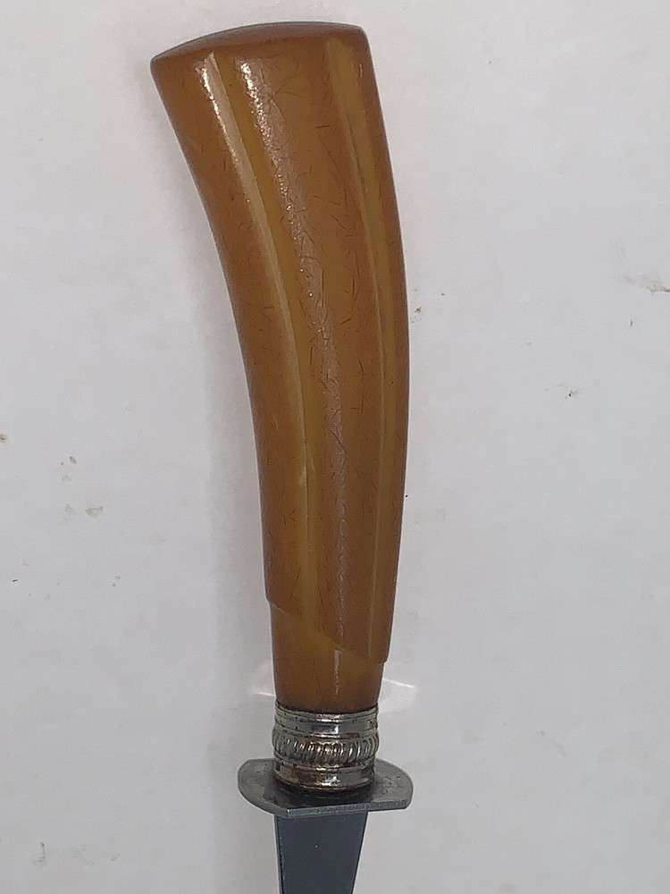 Vintage Meat Serving Fork Bakelite Butterscotch Handle