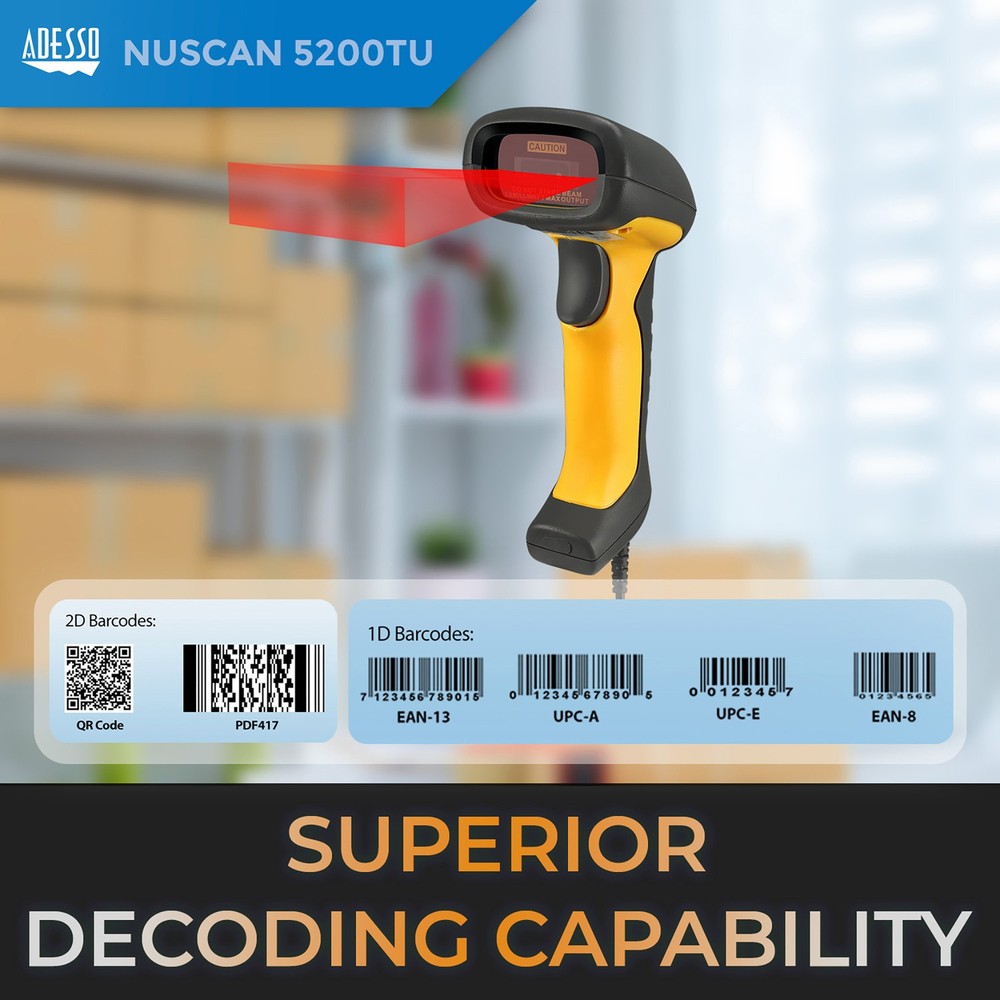 NuScan 5200T USB 2D Industrial Handheld Barcode Scanner
