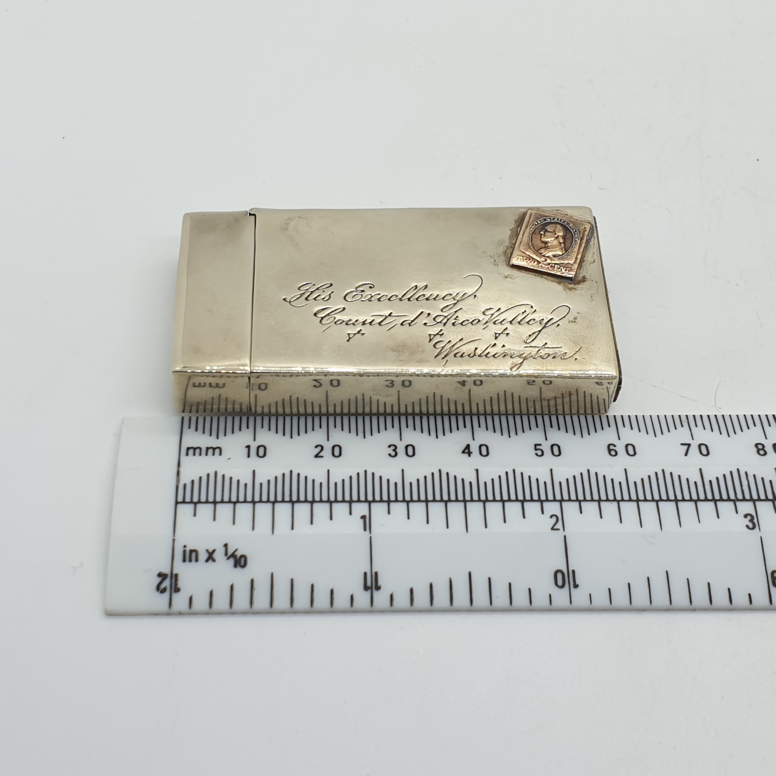 Gilt 900 Silver Envelope Form Novelty Vesta Case