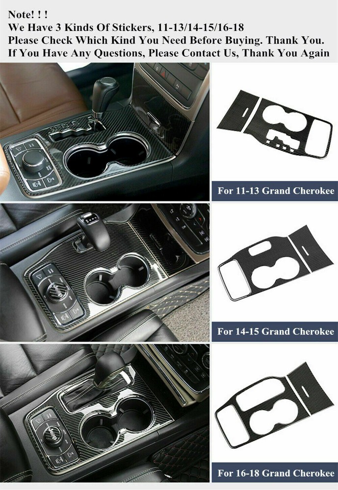 2PCS Central Console Gear Shift Cover Trim For Jeep Grand Cherokee 2014-2015