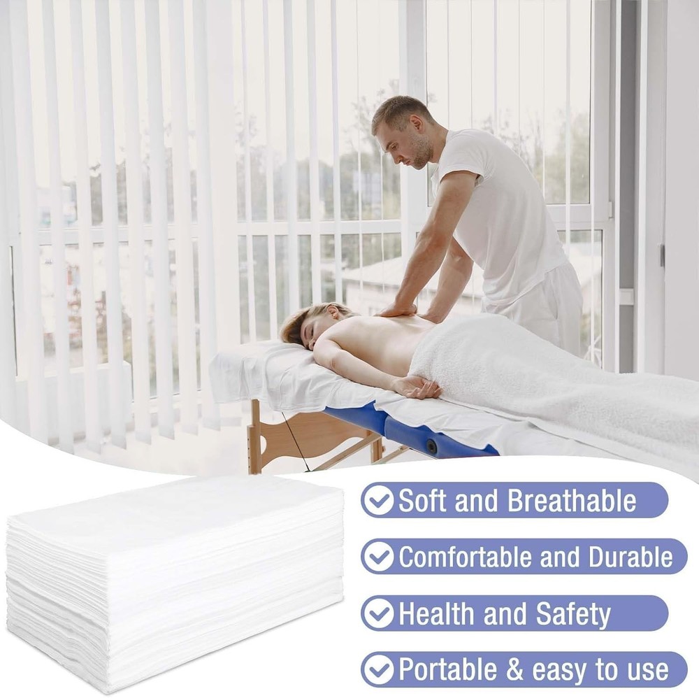 High-Quality Non-Woven Massage Table Covers, Waterproof & Soft - 100 Count