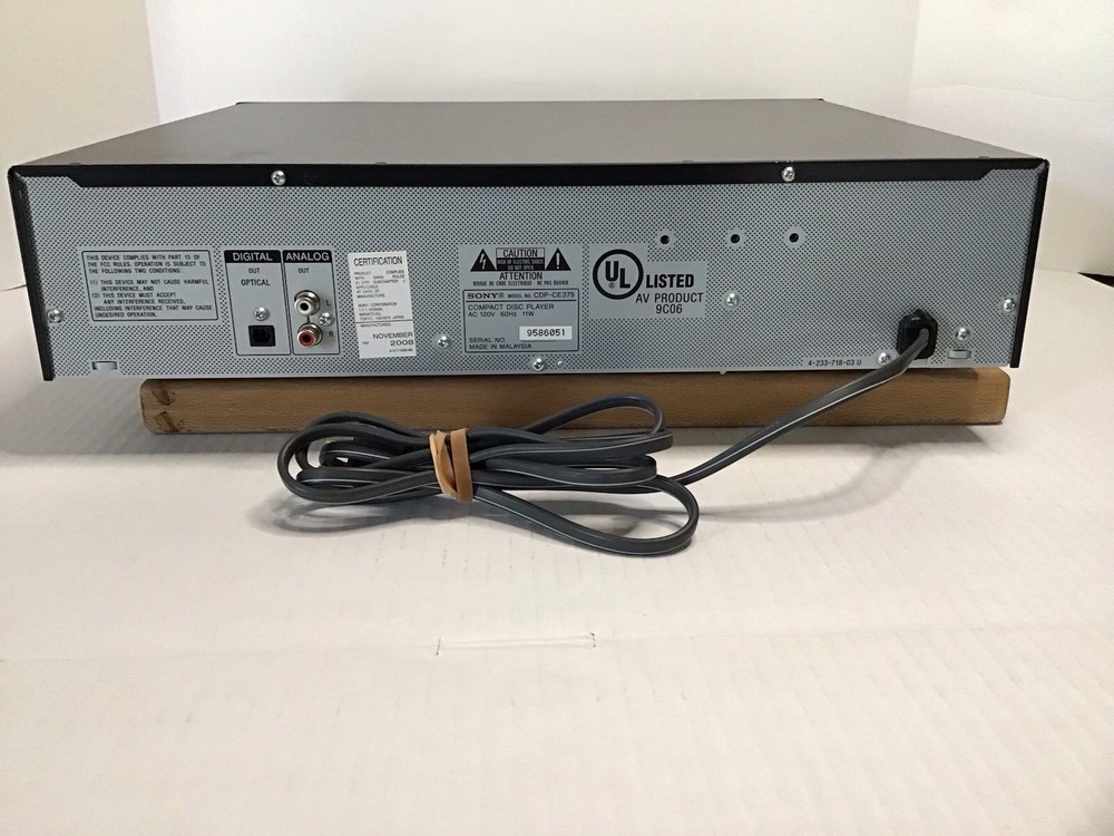 Sony 5-Disc CD Carousel Changer Player CDP-CE375 w/ Remote TESTED