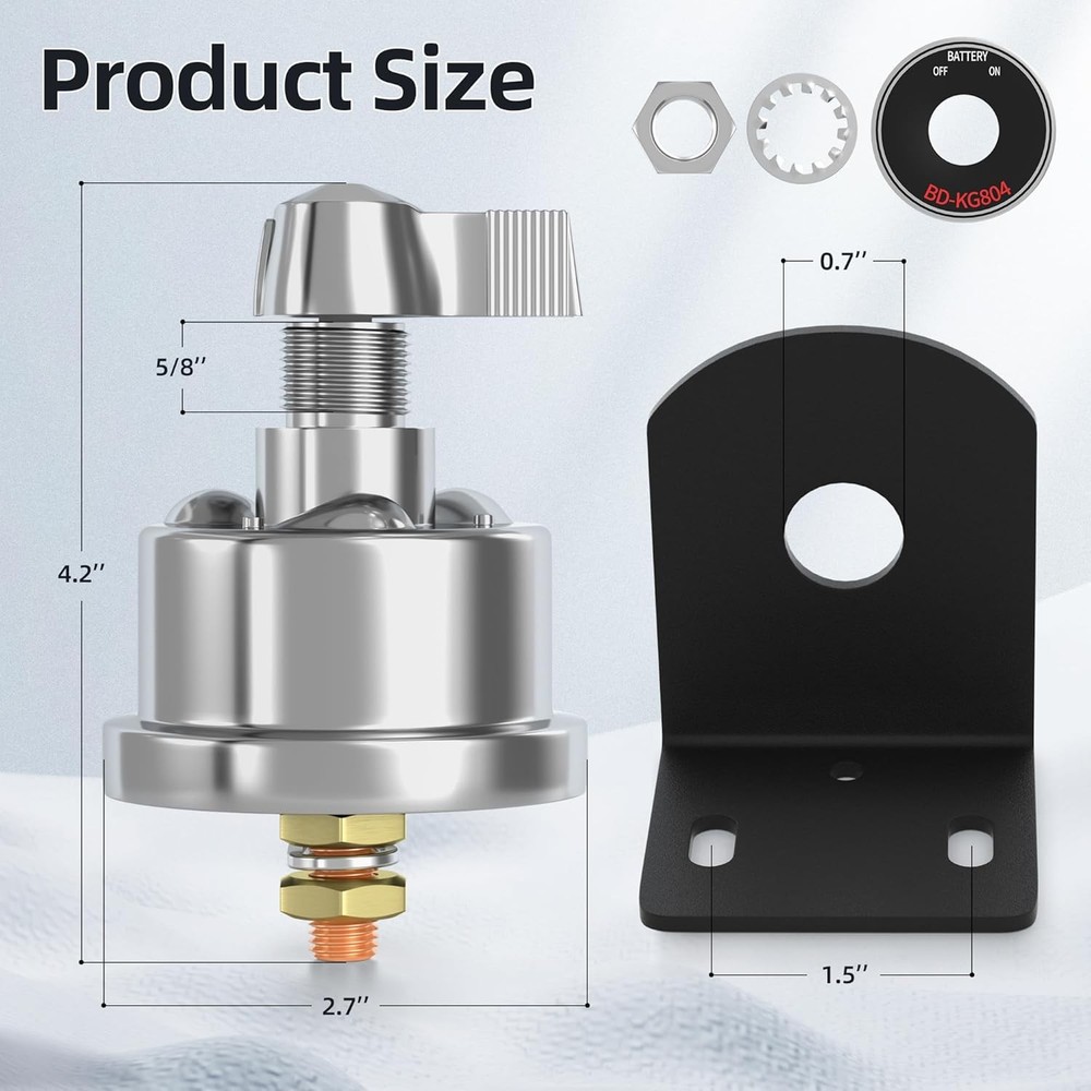 12V Battery Disconnect Switch with Side Post Mounting Bracket,200A High Current