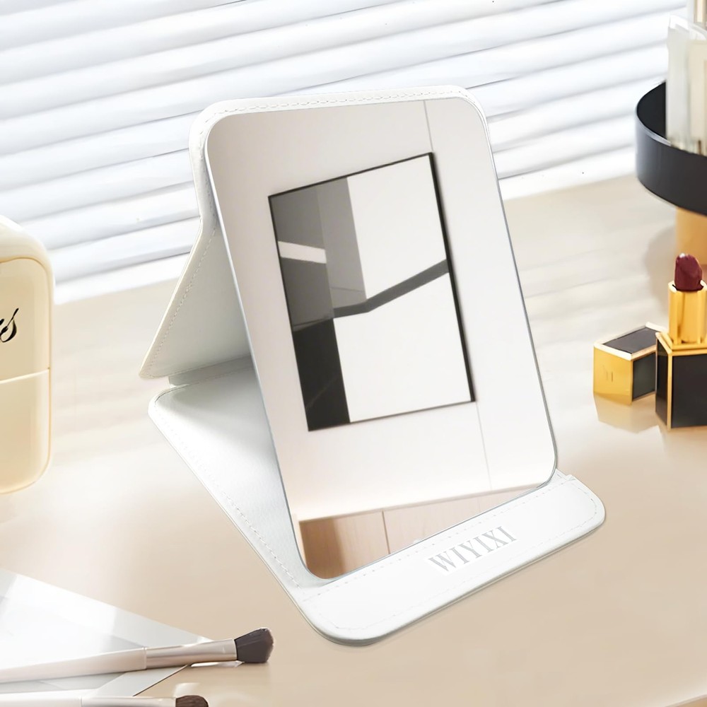 gogofree Foldable Desktop Mirror, 8" × 6" Adjustable Angle 8"L x 6"W, White