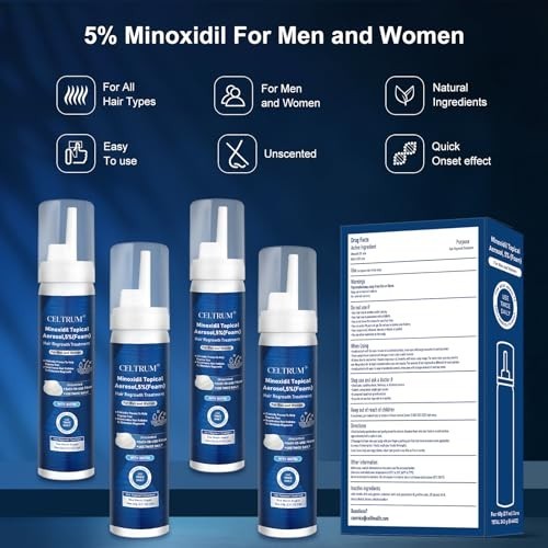 5% Topical Minoxidil Foam, Minoxidil for Men and Women, Infused with Biotin