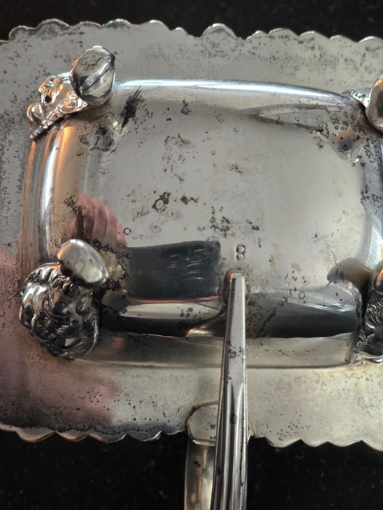 Vintage Lidded Silver Plated Clam Shell Condiment/Salt Dish With Spoon