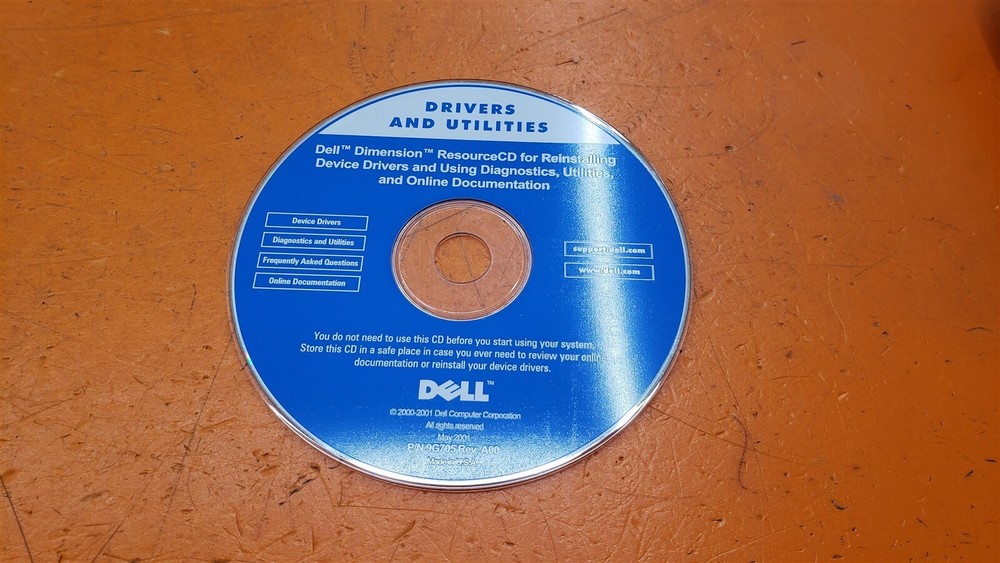 ⭐️⭐️⭐️⭐️⭐️ Dell Dimension ResourceCD For Reinstalling Device Drivers Disc Only