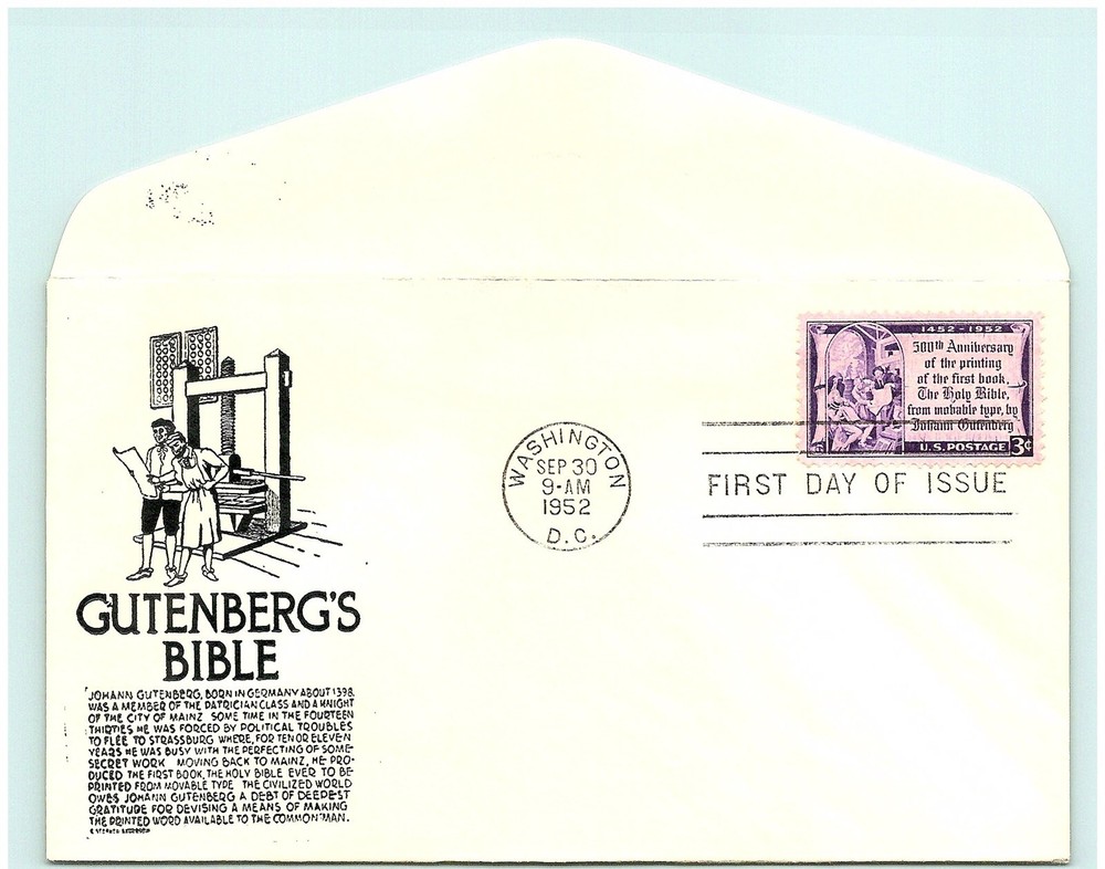 S02-2866, BIBLE PRINTING 500 YEARS, FDC
