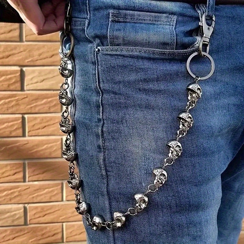 Silvery Skull Jeans Chain Hip Hop Punk Waist Chain Men's Accessories Alloy