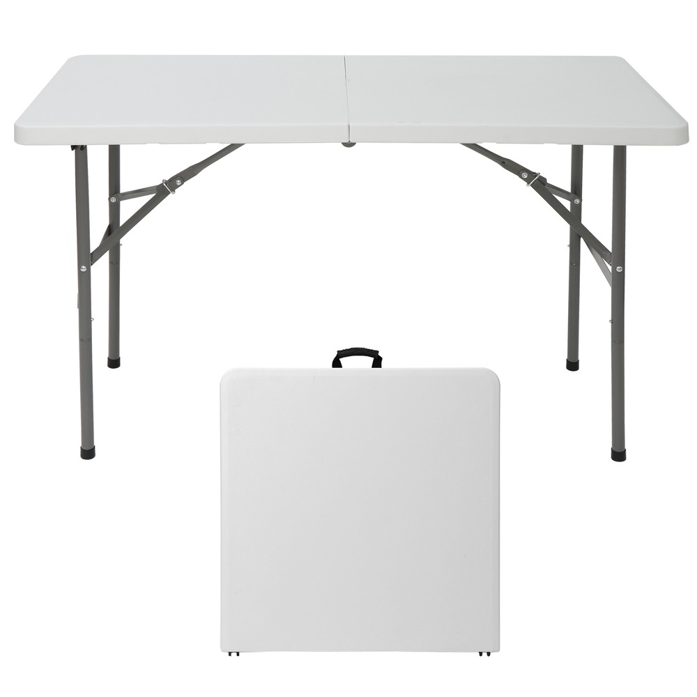 4FT Plastic Folding Table Lightweight Picnic Table for Camping Picnic White
