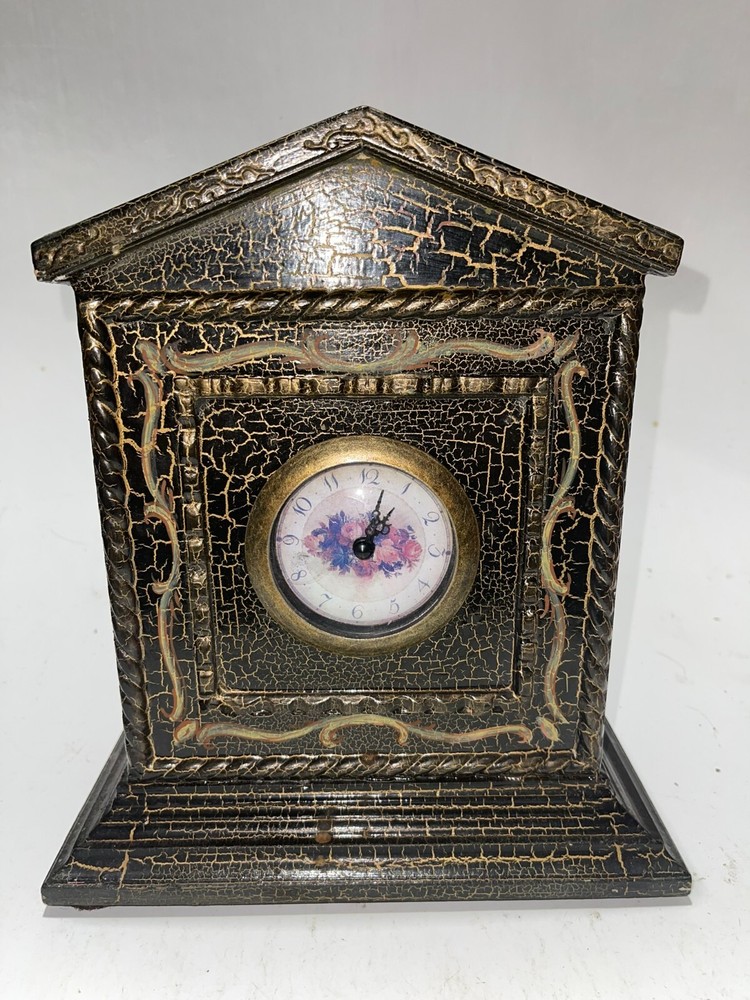 Floral Face Mantle Clock Stellar Condition! WORKS GREAT!