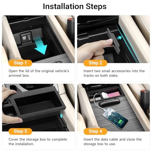 Center Console Compatible with Honda 2016-2022 Pilot & Insert Cable Protector
