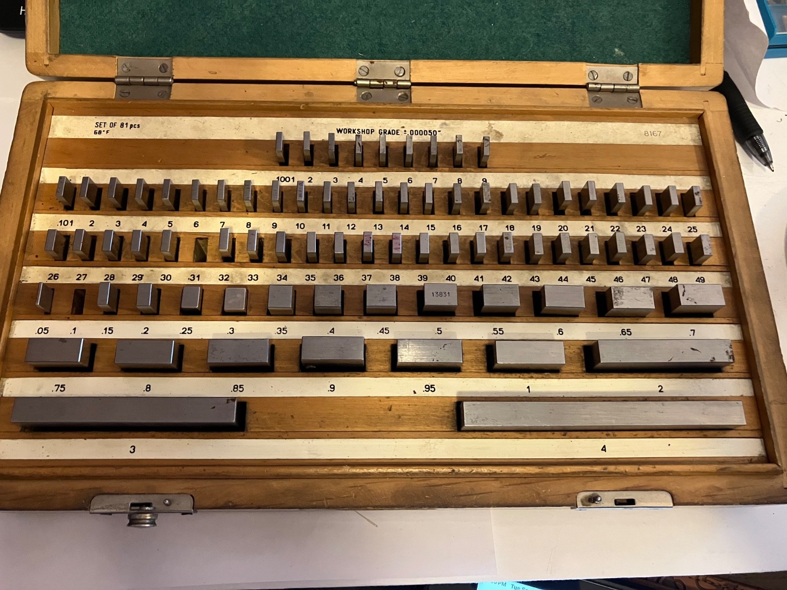 Used Precision Test Block Set, in very good condition. ( Missing .100 & .131)